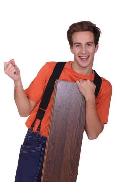 Young with parquet slats — Stock Photo, Image