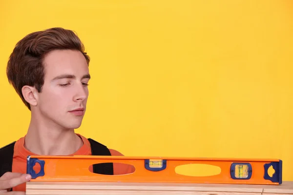 stock image Craftsman with spirit-level