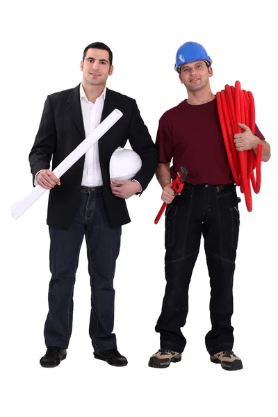 Architect with a plumber — Stock Photo, Image