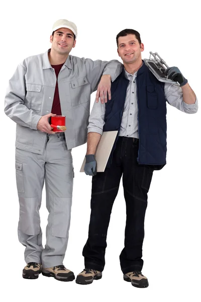 Two handymen working together — Stock Photo, Image