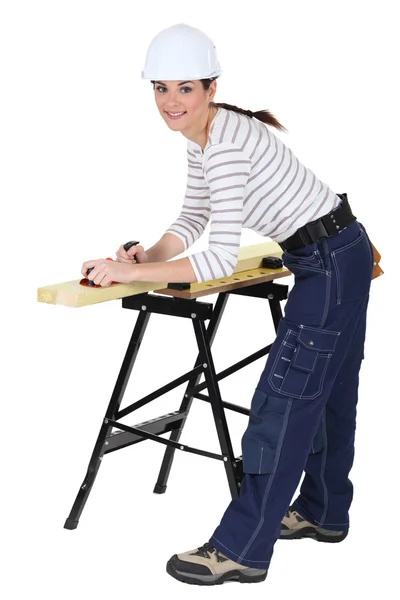 Carpintero femenino — Foto de Stock