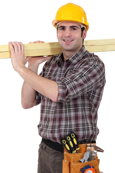 Carpenter přepravu dřeva — Stock fotografie