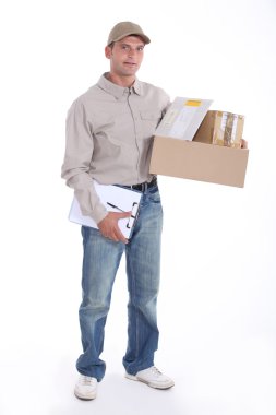 Mailman with registered mail clipart