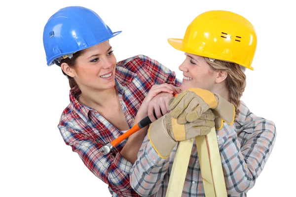 Due lavoratrici edili — Foto Stock