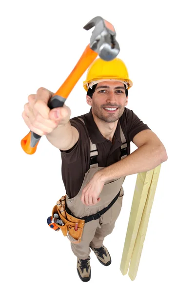 Handyman with hammer — Zdjęcie stockowe