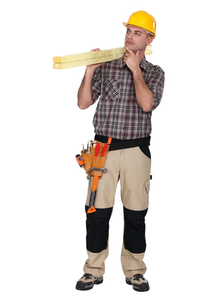 Construction worker wondering what to do — Stock Photo, Image