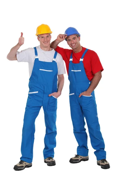 Zwei Handwerker posieren zusammen — Stockfoto