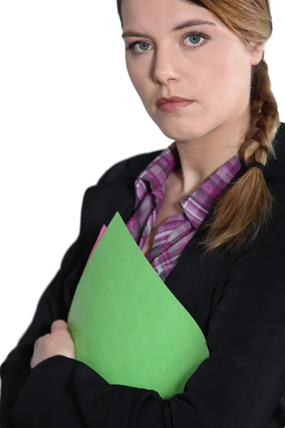 Ung affärskvinna med fil. — Stockfoto