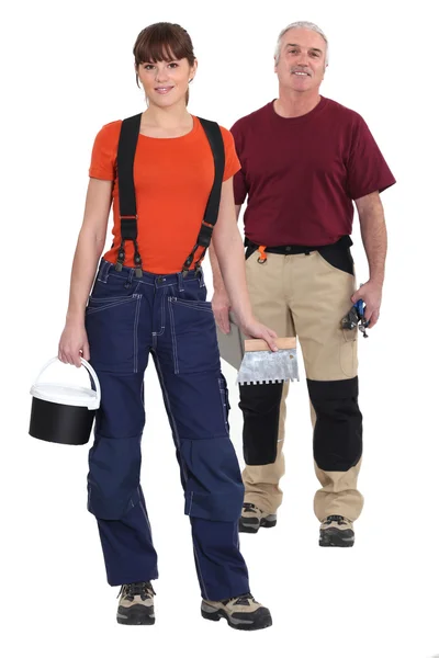 stock image A team of tile fitters