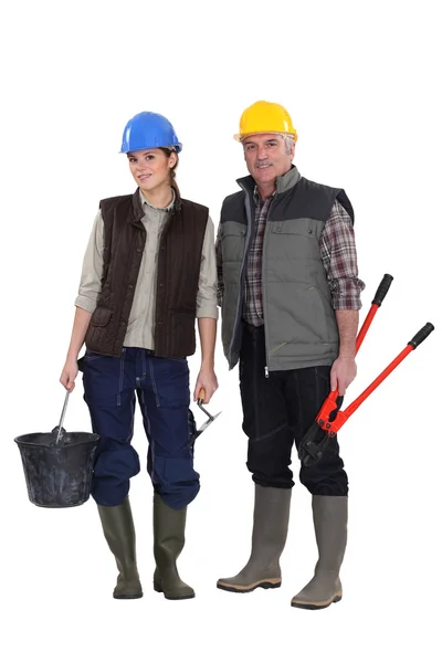 Father and daughter about to start construction project — Stock Photo, Image