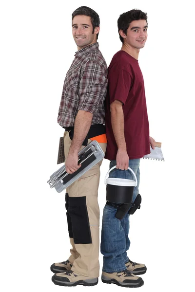 Tiler and assistant — Stock Photo, Image