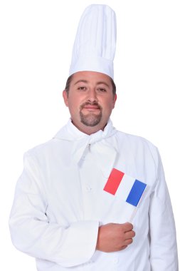 Kitchen chef holding French flag clipart