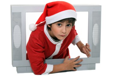 Portrait of a kid in Santa Claus costume clipart