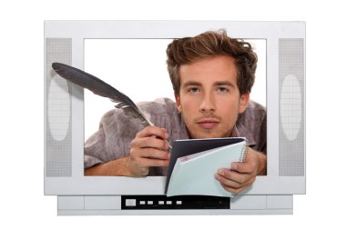 Man behind TV clipart