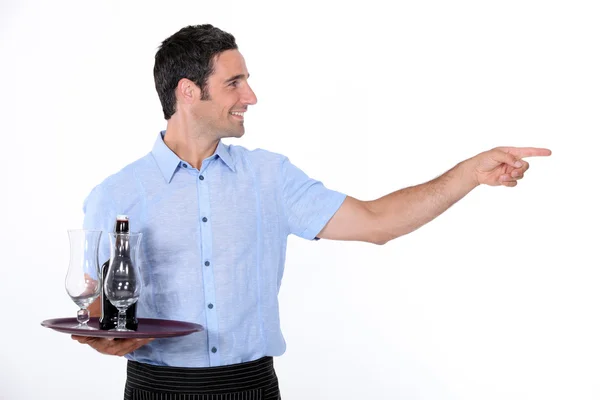 Cameriere con vassoio — Foto Stock