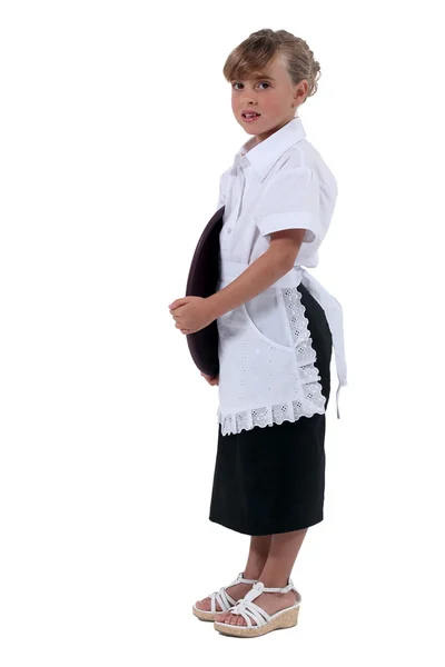 Girl dressed as a waitress — Stock Photo, Image