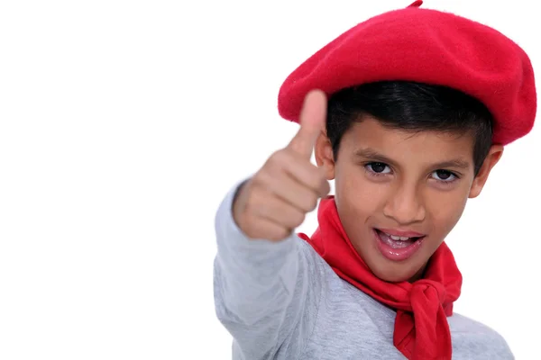 赤いベレー帽を持つ子供 — ストック写真