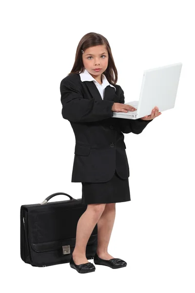 Niño fingiendo ser una mujer de negocios — Foto de Stock