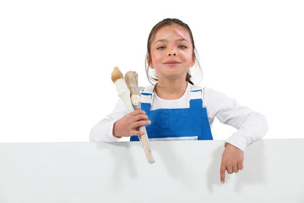 Girl dressed as a painter — Stock Photo, Image