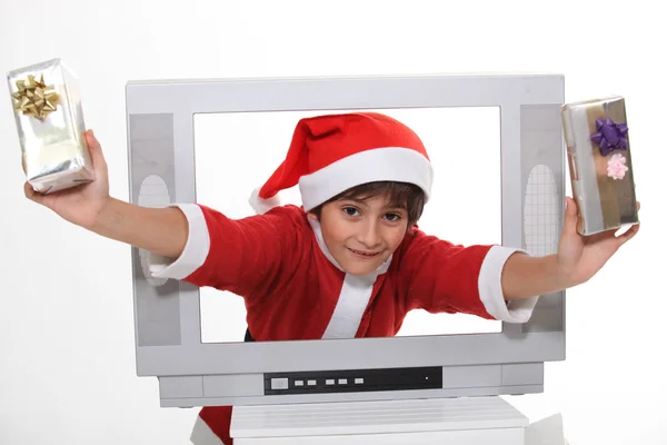 Niño vestido como Papá Noel —  Fotos de Stock