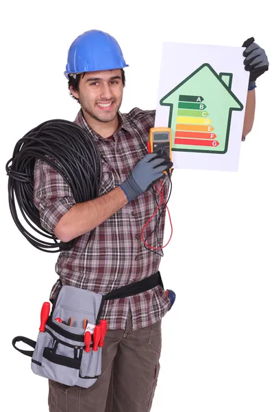 Portrait of electrician all smiles — Stock Photo, Image