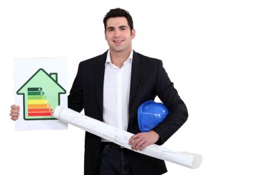 Man with flat energy cartel clipart