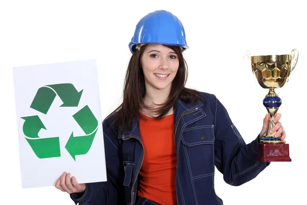 Ecologist stood with award — Stock Photo, Image