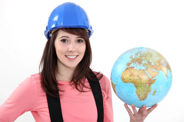 Woman with globe — Stock Photo, Image