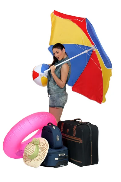 Young woman going on vacation — Stock Photo, Image