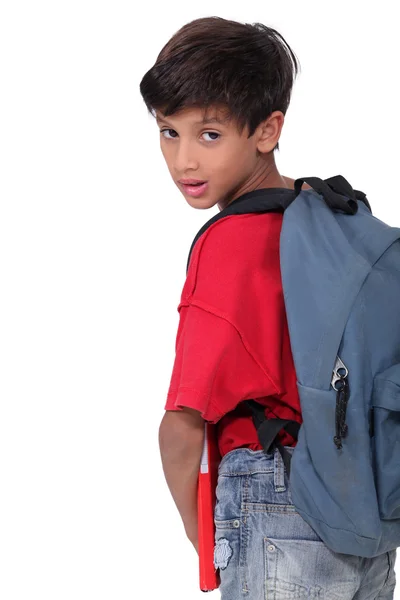 Elev med ryggsäck — Stockfoto
