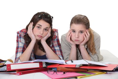 Young women sick of studying clipart