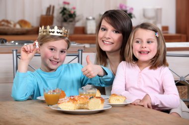 Family with cake clipart