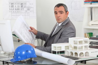 Man with plans clipart