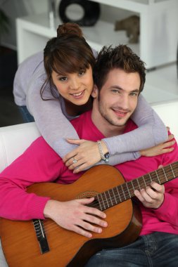 Couple with guitar clipart