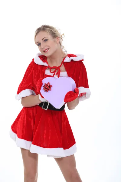 Žena, oblečená jako paní claus — Stock fotografie