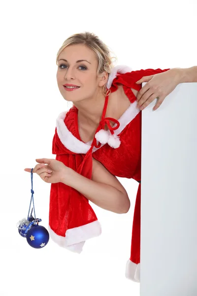 Lady wearing a Christmas costume — Stock Photo, Image