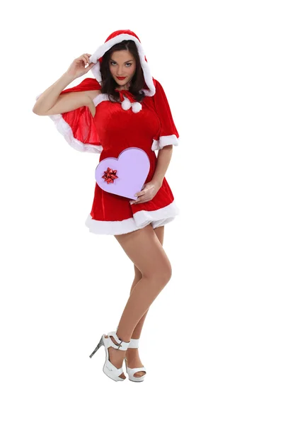 산타 클로스 옷에 섹시 한 여자 — 스톡 사진