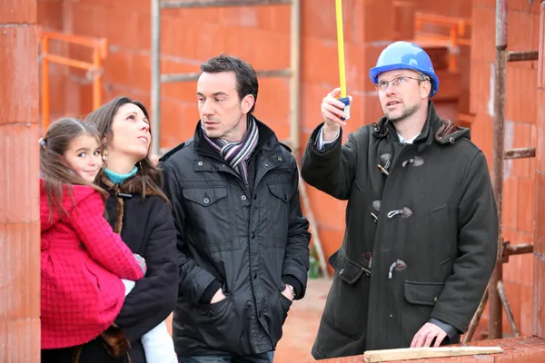 stock image Family visiting construction site