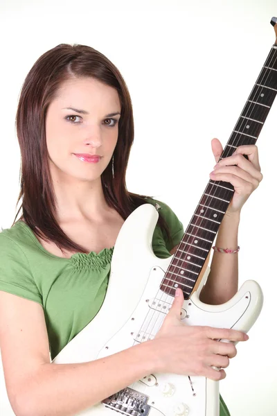 Žena s kytarou — Stock fotografie