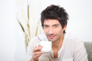 Man with cup of coffee clipart