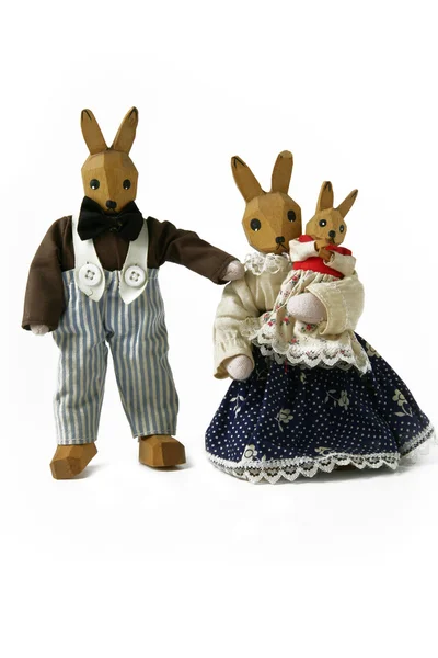 Toy rabbit family — Stock Photo, Image