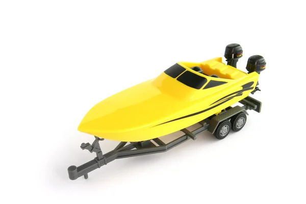 Toy boat on a trailer — Stock Photo, Image