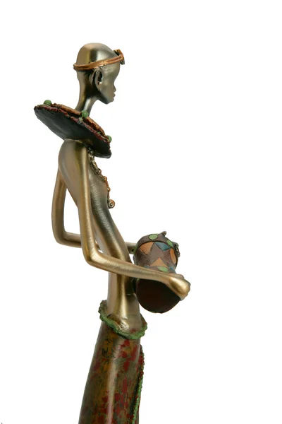 Tribal figurine holding drum — Stock Photo, Image