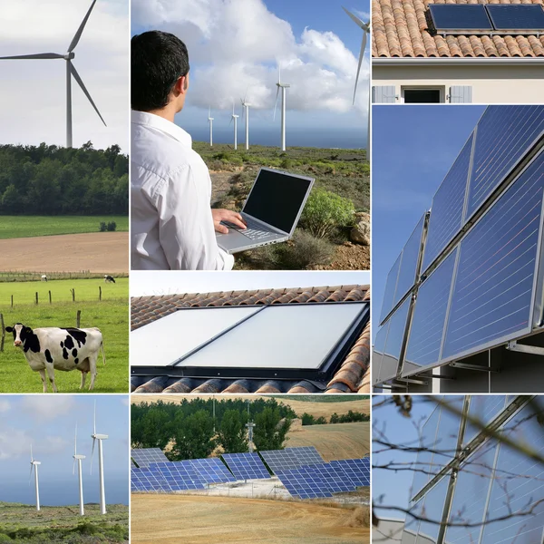 Förnybara energikällor tema collage — Stockfoto