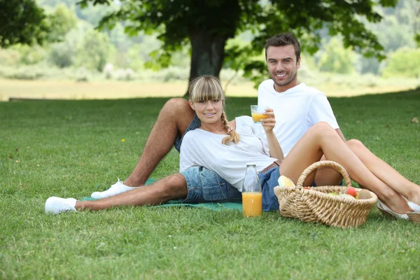 Paar picknickt auf dem Land — Stockfoto