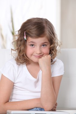 Bored little girl clipart