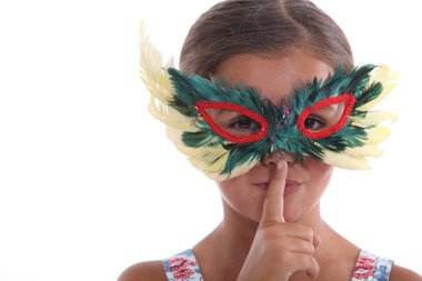 Little girl with a mask clipart