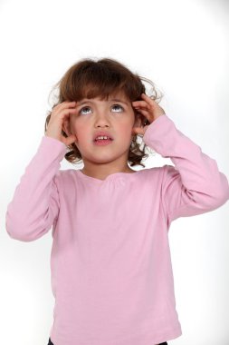 Young girl looking anxious clipart