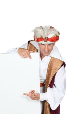 Man dressed in genie costume clipart