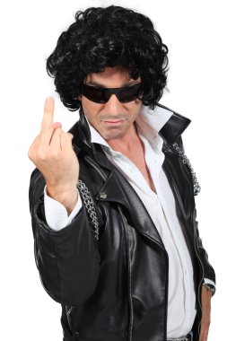 Man dressed as rebel biker clipart